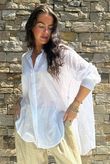 Shayle Indian Cotton Boyfriend Beach Shirt White